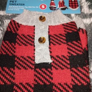 Small Red and Black Plaid Pet Sweater